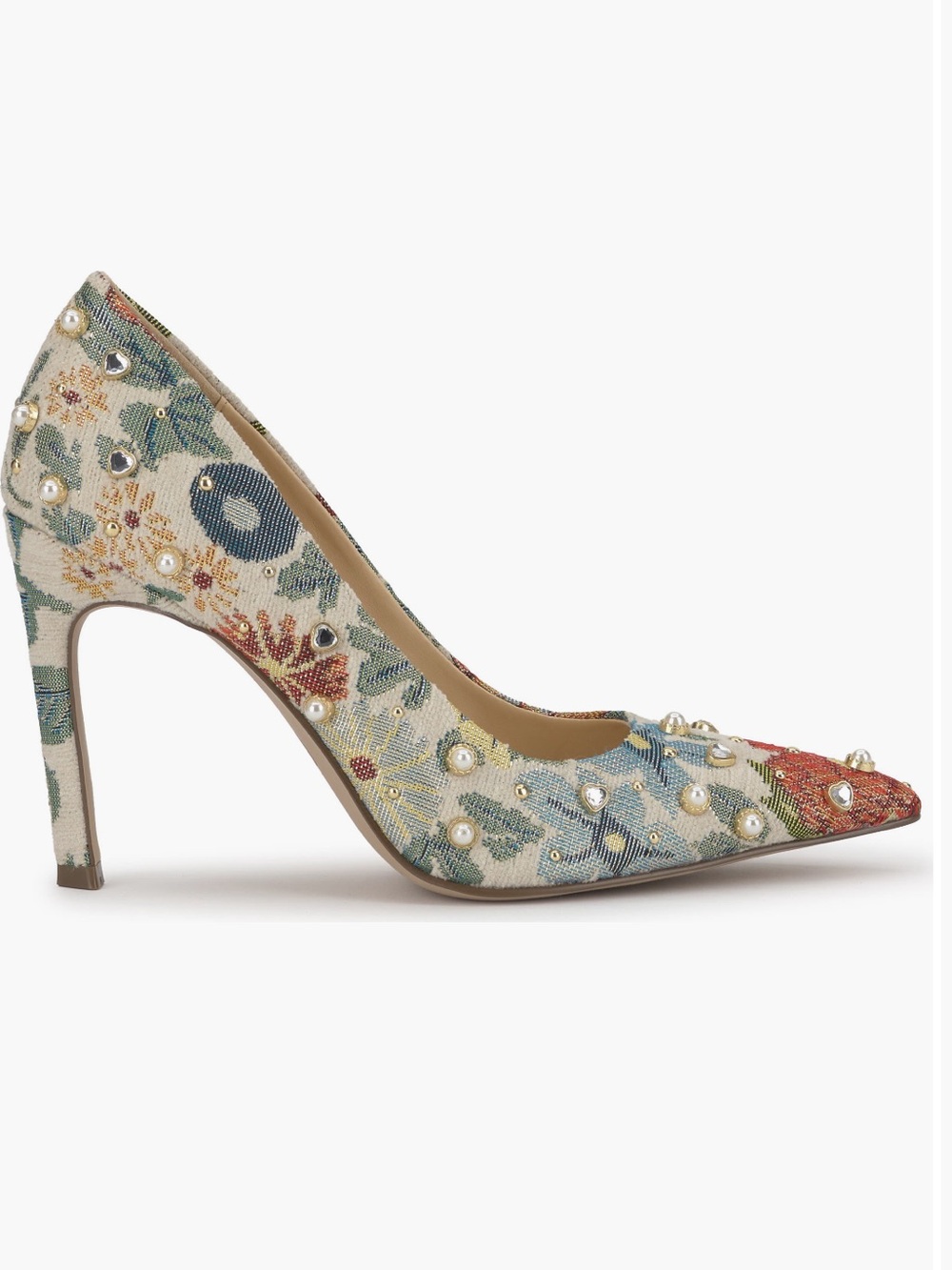 Autumn Floral Embellished Pointed Toe Pump
